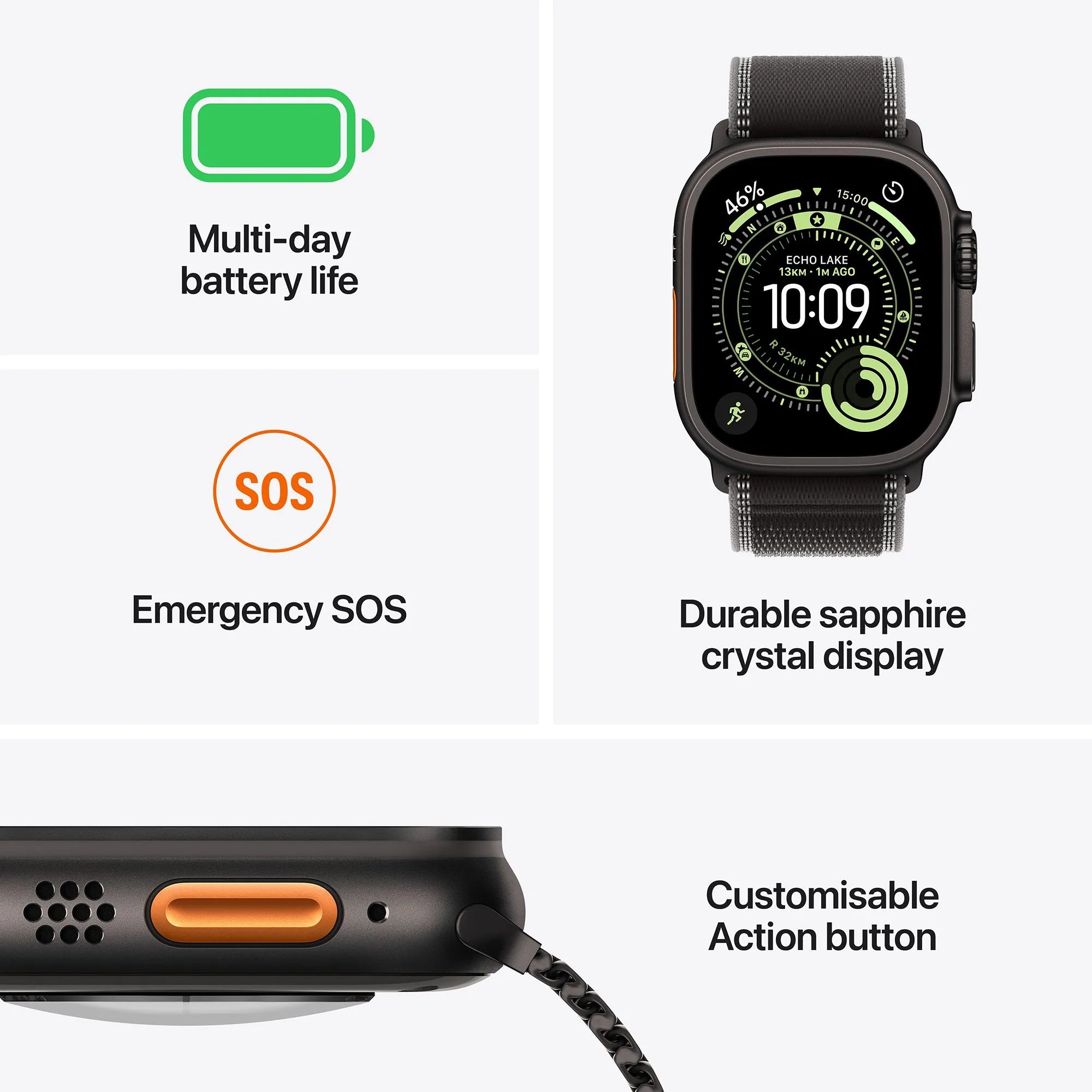 Apple Watch Ultra 3 GPS+Cellular with Black/Charcoal Trail Loop
